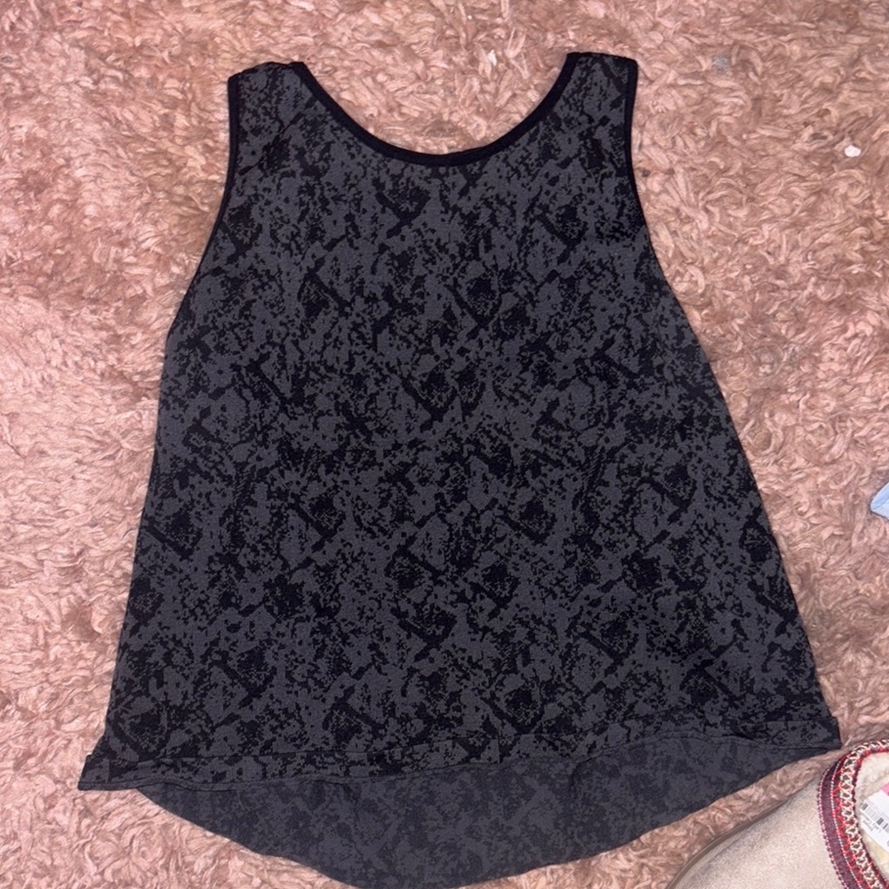 Tangerine Black Asymmetrical Sleeveless Tank Top